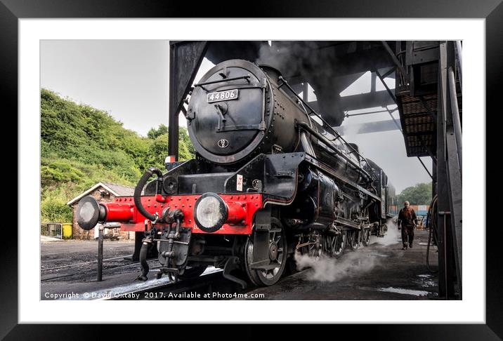 44806 being coaled at Grosmont Framed Mounted Print by David Oxtaby  ARPS