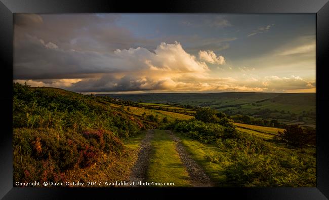Sun setting over Lealholm moors Framed Print by David Oxtaby  ARPS
