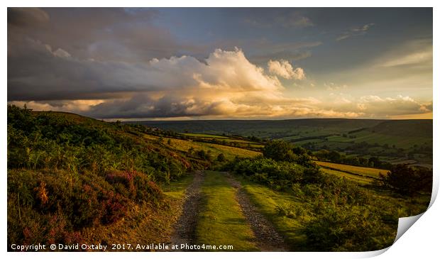 Sun setting over Lealholm moors Print by David Oxtaby  ARPS