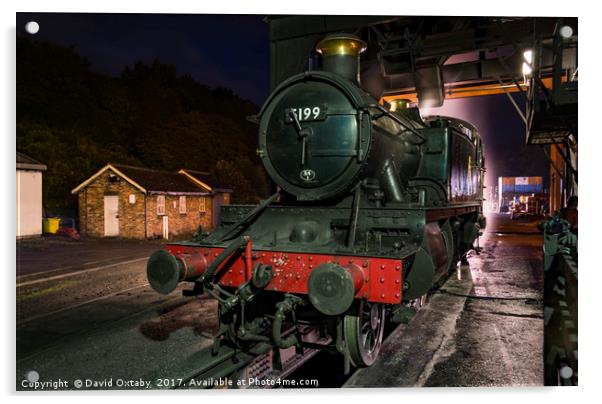Night time coaling at Grosmont Acrylic by David Oxtaby  ARPS