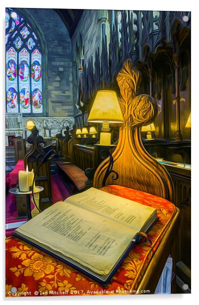 Choir Lamp And Bible Acrylic by Ian Mitchell