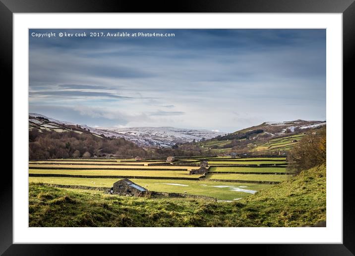 Gunnerside in the snow Framed Mounted Print by kevin cook