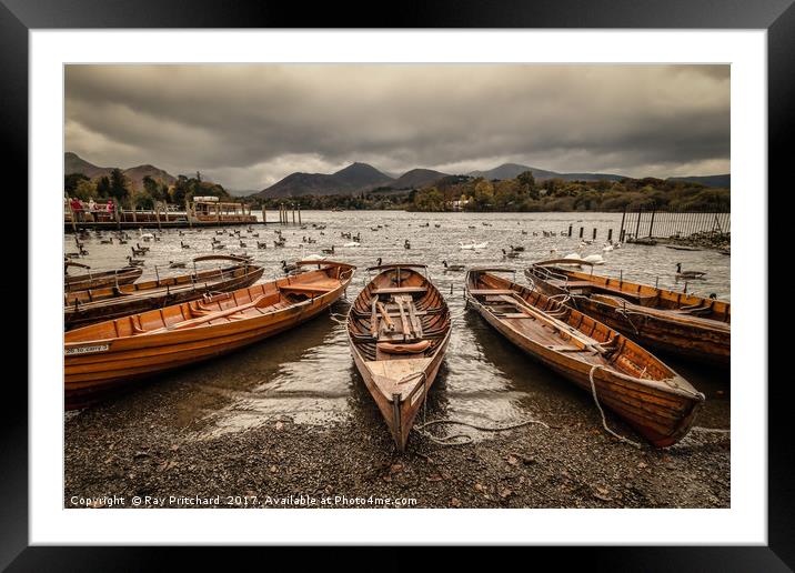 Derwent Water Boats Framed Mounted Print by Ray Pritchard