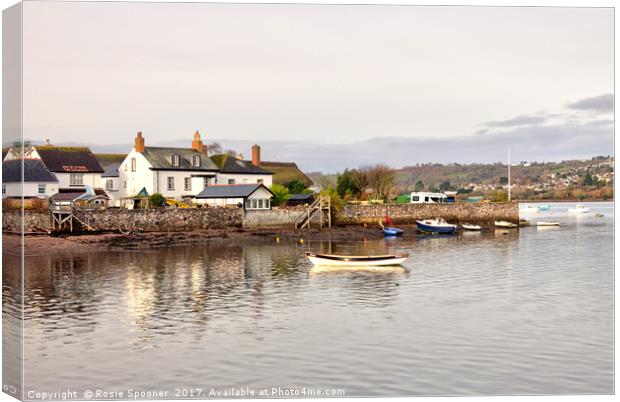  Peaceful Ringmore  on The River Teign Canvas Print by Rosie Spooner