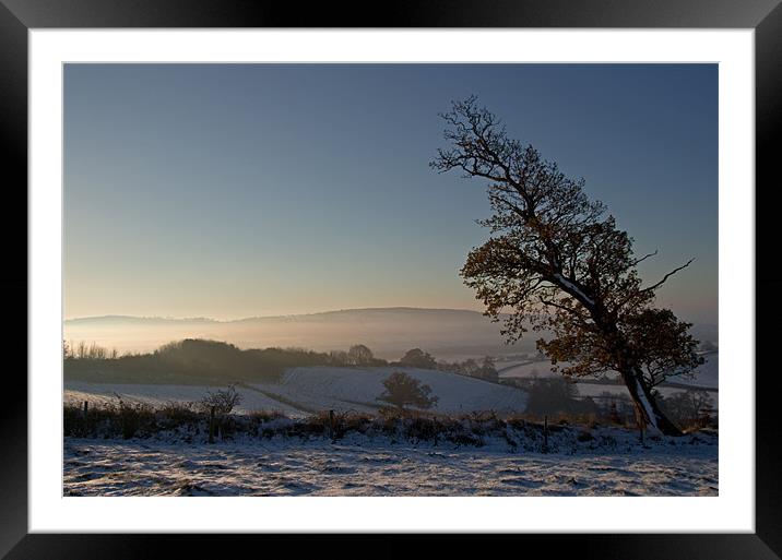 Snow and Sunrise - Devon Framed Mounted Print by Pete Hemington