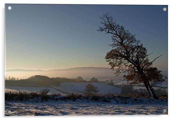 Snow and Sunrise - Devon Acrylic by Pete Hemington