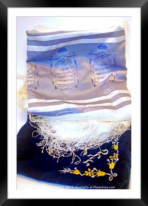 Tallit and an elaborated decorated talit bag Framed Mounted Print by PhotoStock Israel