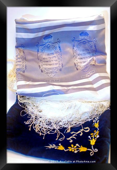 Tallit and an elaborated decorated talit bag Framed Print by PhotoStock Israel