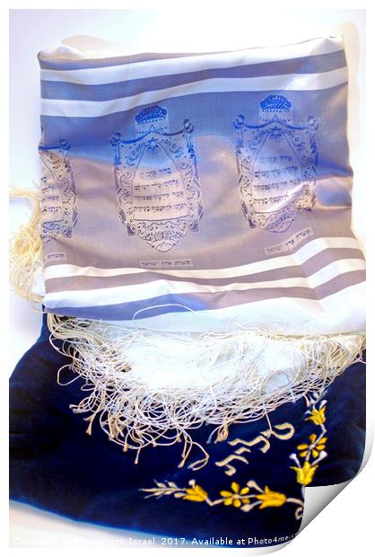 Tallit and an elaborated decorated talit bag Print by PhotoStock Israel