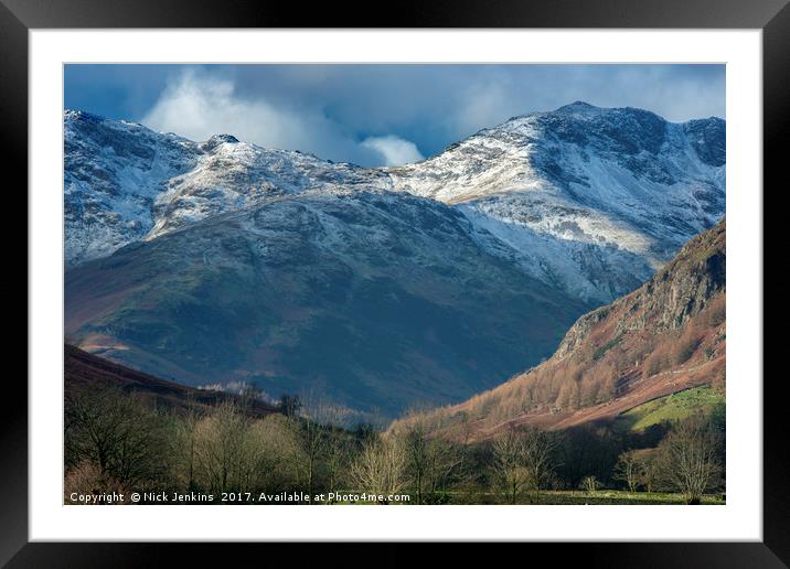 Bowfell from the Langdale Valley Lake District Framed Mounted Print by Nick Jenkins