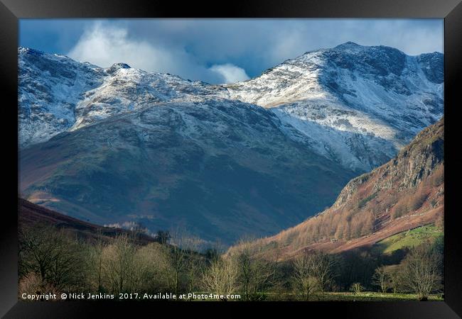Bowfell from the Langdale Valley Lake District Framed Print by Nick Jenkins