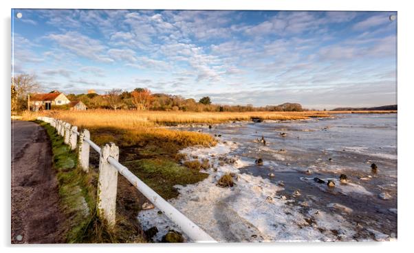 Frozen River Yar Freshwater Isle Of Wight Acrylic by Wight Landscapes