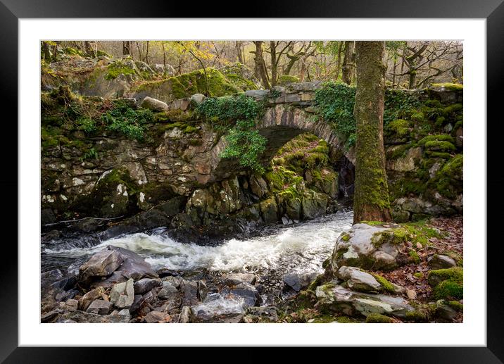 Old stone bridge in Snowdonia Framed Mounted Print by Andrew Kearton