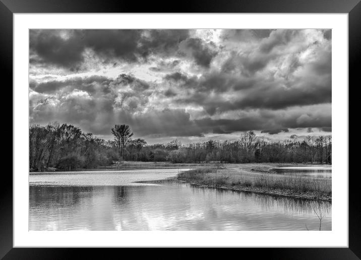 Suns Rays in Mono Framed Mounted Print by Colin Stock