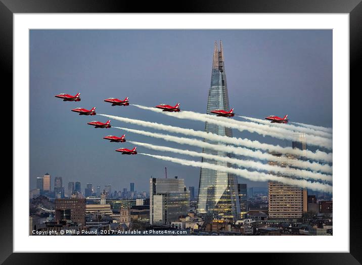 Britain at its best - Red Arrows London Fly Past  Framed Mounted Print by Philip Pound