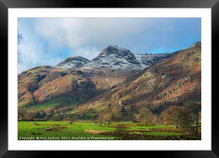 Langdale Pikes in Winter Lake District Cunbria Framed Mounted Print by Nick Jenkins