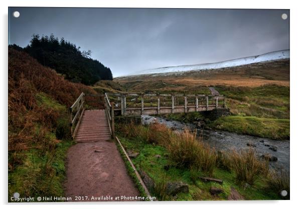 Bridge to the Brecon Beacons Acrylic by Neil Holman