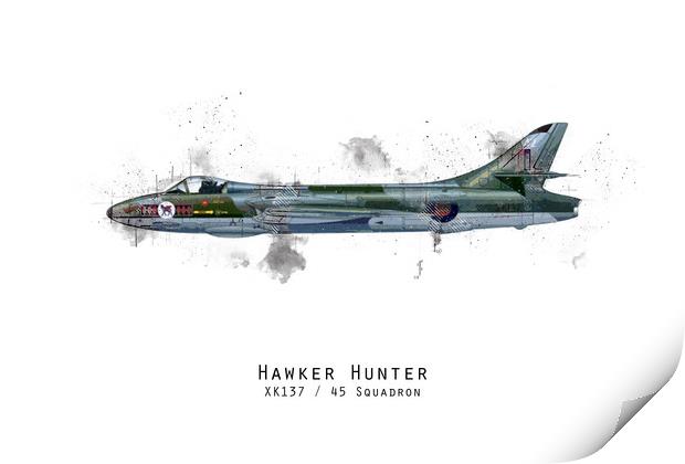Hunter Sketch - XK137 Print by J Biggadike