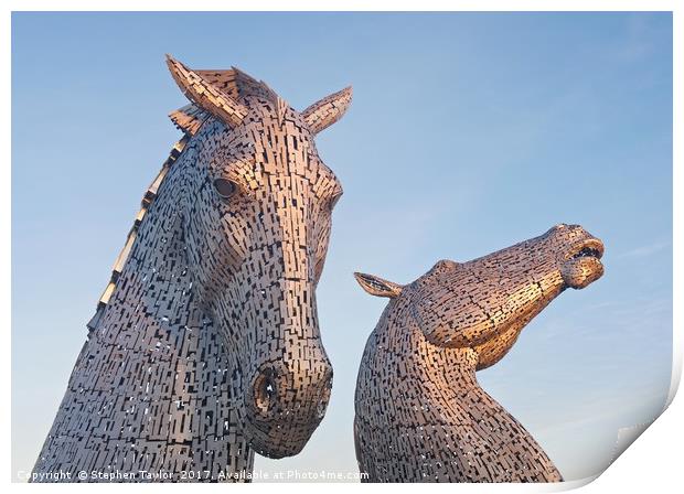 First Light at the Kelpies Print by Stephen Taylor