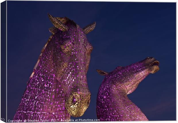 Blue Hour at the Kelpies Canvas Print by Stephen Taylor