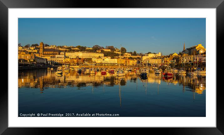 Torquay Harbour Panoramic Framed Mounted Print by Paul F Prestidge