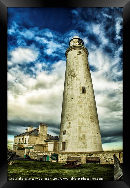 Tynemouth Lighthouse Framed Print by Antony Atkinson