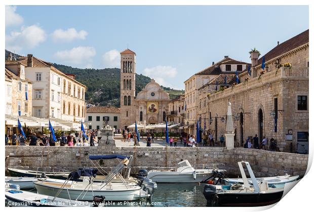 St Stephens Square in Hvar Town Print by Jason Wells