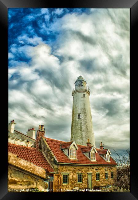 Tynmouth Lighthouse Framed Print by Antony Atkinson