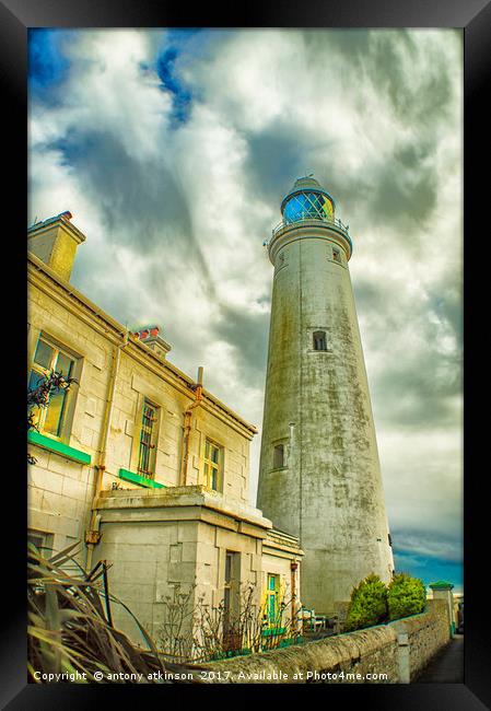 Lighthouse at Tynemouth Framed Print by Antony Atkinson