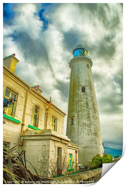 Lighthouse at Tynemouth Print by Antony Atkinson