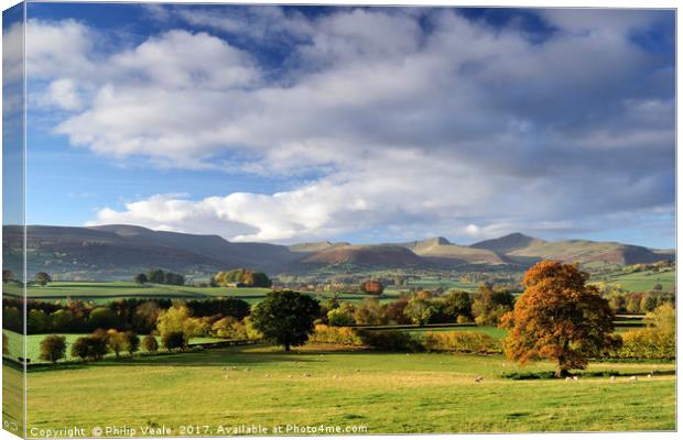 Brecon Beacons in Autumn under a Big Sky. Canvas Print by Philip Veale