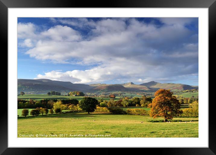 Brecon Beacons in Autumn under a Big Sky. Framed Mounted Print by Philip Veale