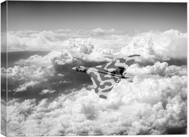 Vulcan above majestic clouds B&W version Canvas Print by Gary Eason