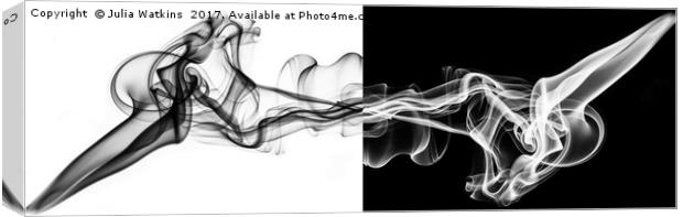 Smoke abstract in Black and White  Canvas Print by Julia Watkins