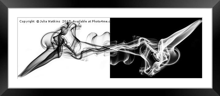 Smoke abstract in Black and White  Framed Mounted Print by Julia Watkins