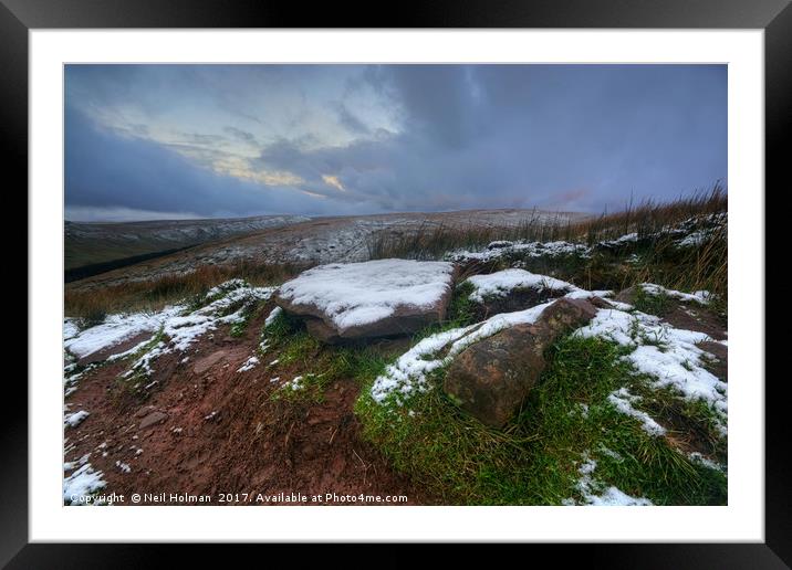 Approaching Snow Storm, Brecon Beacons Framed Mounted Print by Neil Holman