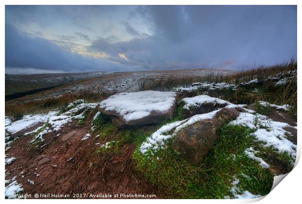 Approaching Snow Storm, Brecon Beacons Print by Neil Holman