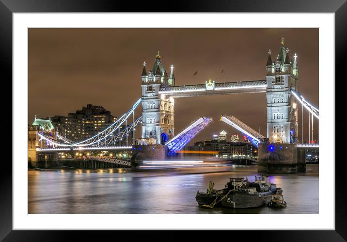 Tower Bridge Opening Framed Mounted Print by peter tachauer