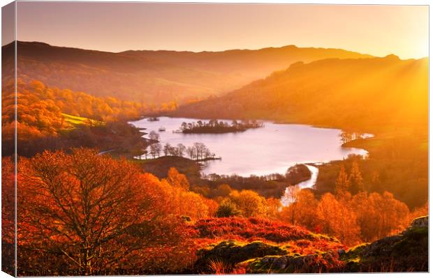 Rydal Water at sunrise Canvas Print by Chris Harris