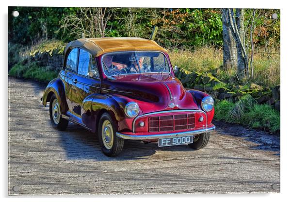 Morris Minor car Acrylic by Derrick Fox Lomax