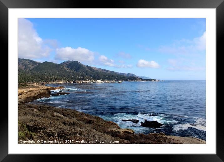 Pacific Coast Highway Los Angeles to San Francisco Framed Mounted Print by Carmen Green