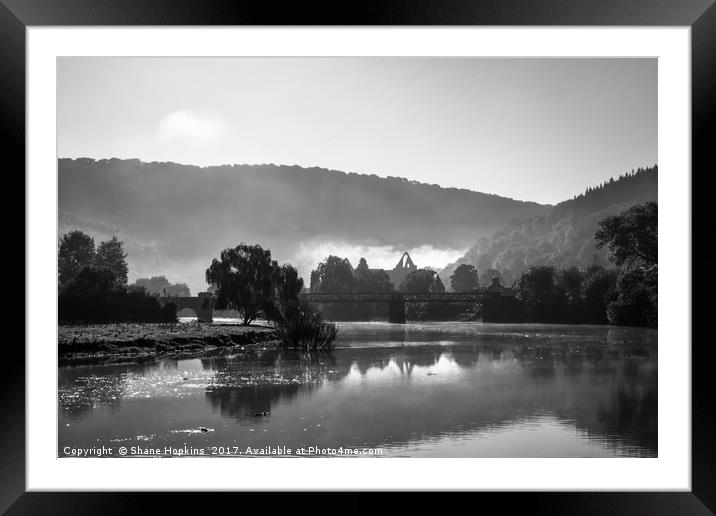 Tintern Abbey - Early morning mist.  Framed Mounted Print by Shane Hopkins