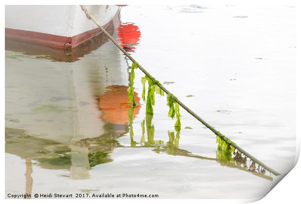 Seaweed and Boat Reflected Print by Heidi Stewart