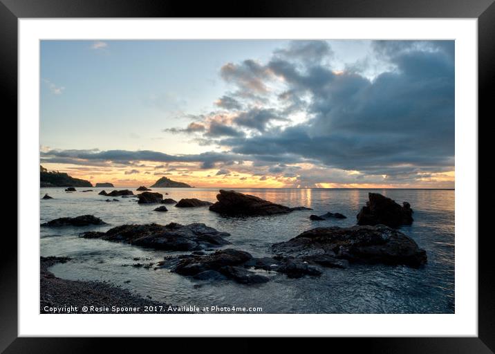 Sunrise at Meadfoot Beach Torquay  Framed Mounted Print by Rosie Spooner