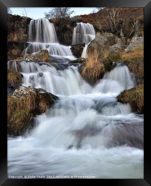 Nant Gwynllyn Waterfalls. Framed Print by Philip Veale