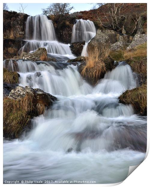 Nant Gwynllyn Waterfalls. Print by Philip Veale