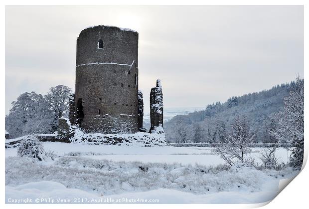 Tretower Castle Winter Wonderland. Print by Philip Veale