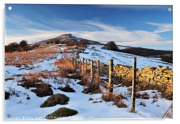 Sugar Loaf Peak in Winter. Acrylic by Philip Veale
