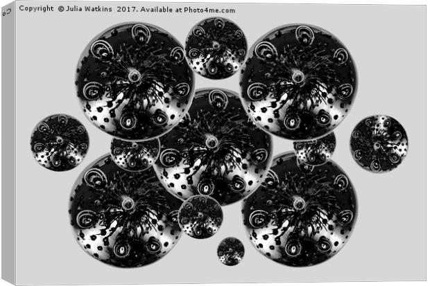 Glass paperweight abstract in black and white Canvas Print by Julia Watkins