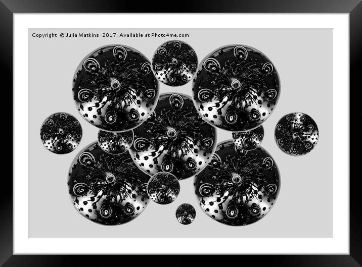 Glass paperweight abstract in black and white Framed Mounted Print by Julia Watkins
